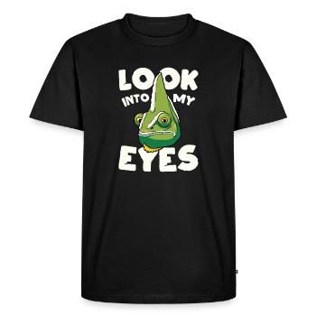 Regarde-moi dans les yeux, design caméléon drôle - T-shirt Premium bio Homme - noir - Devant - Nico (187cm)