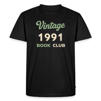 Cadeau rétro de l’année de naissance du club de lecture vintage 1991 - T-shirt Premium bio Homme - noir - Devant - Nico (187cm)