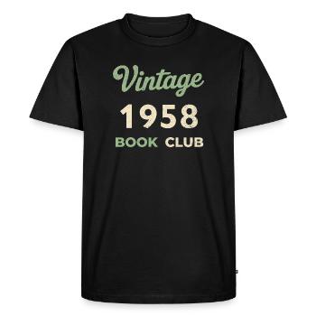 Vintage 1958 Book Club Retro Birth Year Gift - Men's Premium Organic T-Shirt - black - Front - Nico (187cm)
