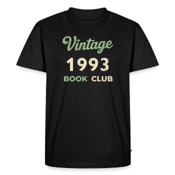 Cadeau rétro de l’année de naissance vintage du club de lecture 1993 - T-shirt Premium bio Homme - noir - Devant - Nico (187cm)