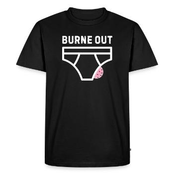 Burne out – humor, office, stress - Men's Premium Organic T-Shirt - black - Front - Nico (187cm)