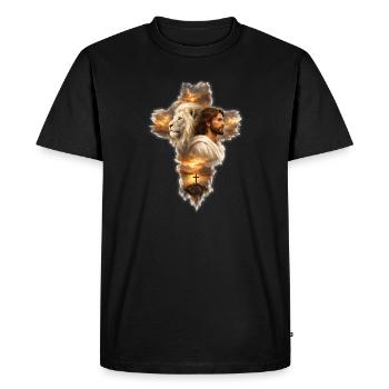 Bible chrétienne de la croix de Jésus, Lion Judah - T-shirt Premium bio Homme - noir - Devant - Nico (187cm)