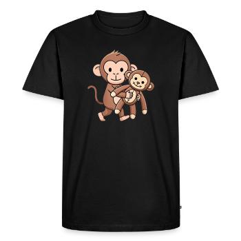 Punch Baby Monkey with Plush Toy - Men's Premium Organic T-Shirt - black - Front - Nico (187cm)