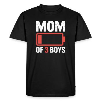 Mom of 3 Boys Battery Logo - Men's Premium Organic T-Shirt - black - Front - Nico (187cm)