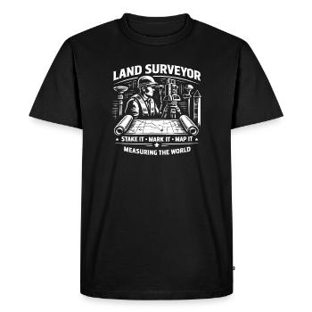 Land Surveyor Stake It Mark It Map It  - Men's Premium Organic T-Shirt - black - Front - Nico (187cm)