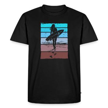 Surfer Retro Vintage Sunset Beach - Men's Premium Organic T-Shirt - black - Front - Nico (187cm)