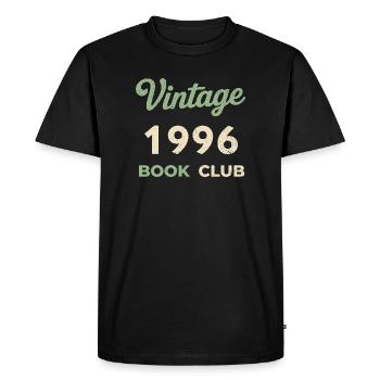 Cadeau rétro de l’année de naissance du club de lecture vintage 1996 - T-shirt Premium bio Homme - noir - Devant - Nico (187cm)