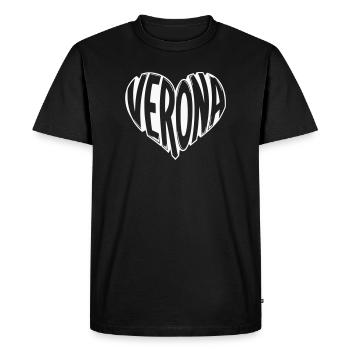 Typographie du cœur de Vérone - T-shirt Premium bio Homme - noir - Devant - Nico (187cm)