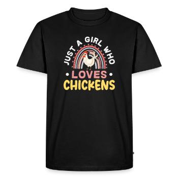 Girl Loving Chickens Rainbow - Men's Premium Organic T-Shirt - black - Front - Nico (187cm)