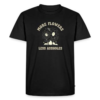 Plus de fleurs, moins de connards – Expression rétro sur les fleurs - T-shirt Premium bio Homme - noir - Devant - Nico (187cm)