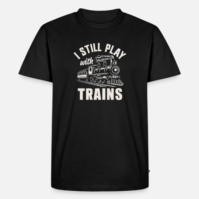 Zugführer der Dampflokomotivenbahn - Männer Premium Bio T-Shirt - Schwarz