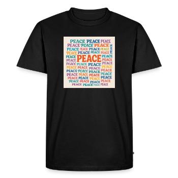 Peace Mosaic Color Typo Pattern - Men's Premium Organic T-Shirt - black - Front - Nico (187cm)