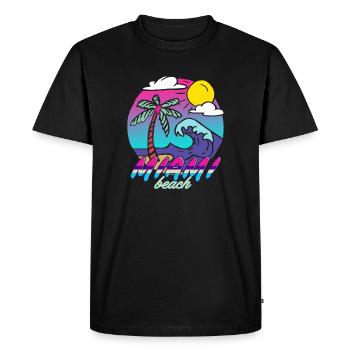 Miami Beach Palm Wave - Men's Premium Organic T-Shirt - black - Front - Nico (187cm)
