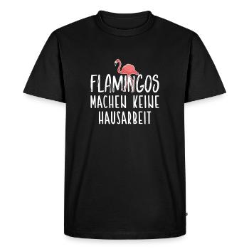 Flamingos don't do housework / Flamingo - Men's Premium Organic T-Shirt - black - Front - Nico (187cm)