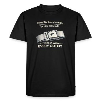 CE message de ceinture : Ceinture de sécurité avion - T-shirt Premium bio Homme - noir - Devant - Nico (187cm)