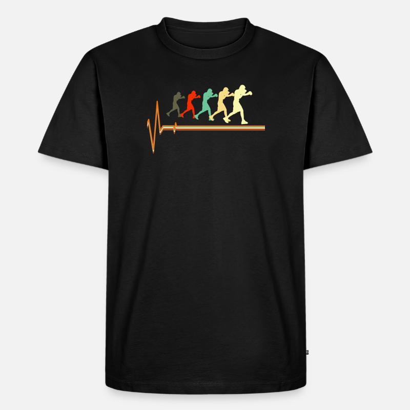 Boxing Heartbeat Evolution Retro Fighter Design - Männer Premium Bio T-Shirt - Schwarz