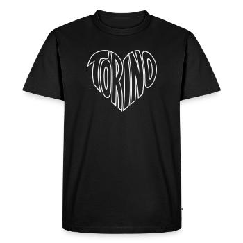 Turin, Turin Typographie du cœur - T-shirt Premium bio Homme - noir - Devant - Nico (187cm)
