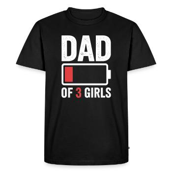 Papa de 3 filles Batterie faible - T-shirt Premium bio Homme - noir - Devant - Nico (187cm)