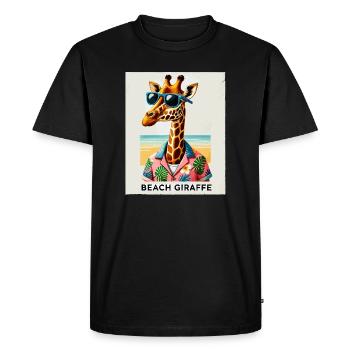 Girafe de plage avec lunettes de soleil - T-shirt Premium bio Homme - noir - Devant - Nico (187cm)