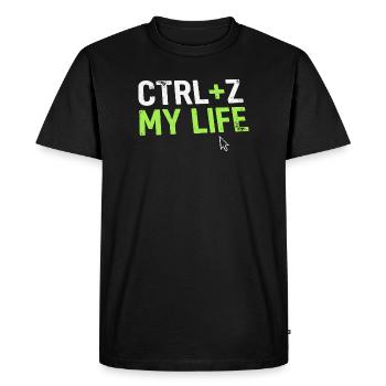 Designer Fun Shirt, CTRL + Z My Life - T-shirt Premium bio Homme - noir - Devant - Nico (187cm)
