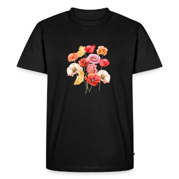 Coquelicots sauvages / Colorés, comme l’été - T-shirt Premium bio Homme - noir - Devant - Nico (187cm)