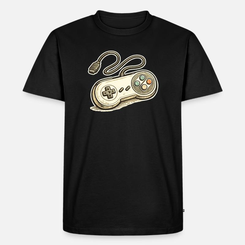 Retro Spielcontroller Grafik - Männer Premium Bio T-Shirt - Schwarz