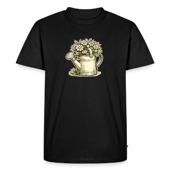 Vintage Flower Watering Can - Men's Premium Organic T-Shirt - black - Front - Nico (187cm)