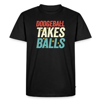 Le ballon au prisonnier prend des balles - T-shirt Premium bio Homme - noir - Devant - Nico (187cm)