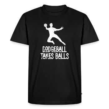 Le ballon au prisonnier prend des balles - T-shirt Premium bio Homme - noir - Devant - Nico (187cm)