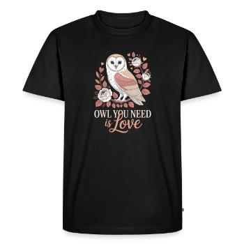 Hibou chouette ce dont tu as besoin est amour chouette amour Saint-Valentin - T-shirt Premium bio Homme - noir - Devant - Nico (187cm)