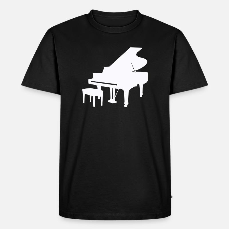 Piano Silhouette Monochrom - Männer Premium Bio T-Shirt - Schwarz