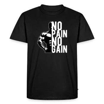 No Pain Fitness GYM No Gain Bodybuilding Drôle - T-shirt Premium bio Homme - noir - Devant - Nico (187cm)