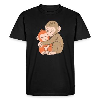 Duo de Singes Câlins - T-shirt Premium bio Homme - noir - Devant - Nico (187cm)