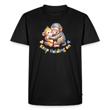 Les singes qui s’accrochent continuent de s’accrocher - T-shirt Premium bio Homme - noir - Devant - Nico (187cm)