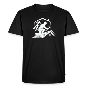 Silhouette du couvreur sur le toit - T-shirt Premium bio Homme - noir - Devant - Nico (187cm)