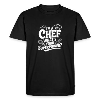 Je suis chef. Quel est ton super-pouvoir ? - T-shirt Premium bio Homme - noir - Devant - Nico (187cm)