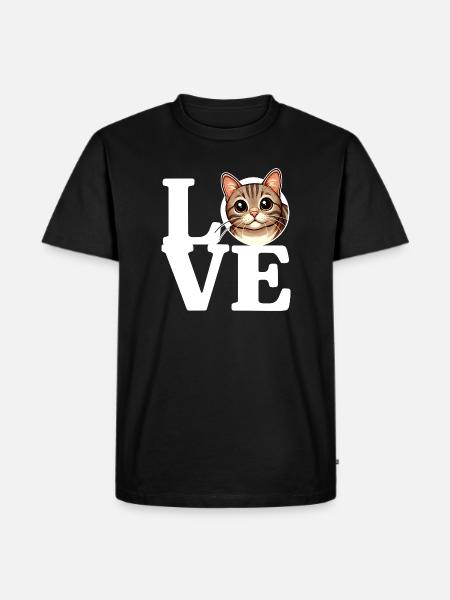 LOVE Tabby Cat Cat Lover Funny - Men's Premium Organic T-Shirt - black