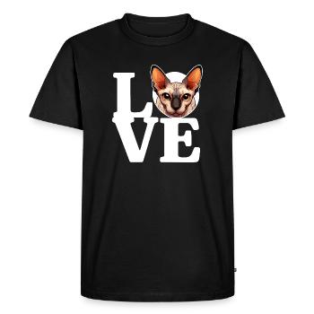 J’ADORE le chat canadien Sphynx Amoureux des chats drôle - T-shirt Premium bio Homme - noir - Devant - Nico (187cm)