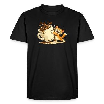 Cat Coffee Chaos - Men's Premium Organic T-Shirt - black - Front - Nico (187cm)