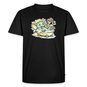 Little elephant in the bathroom shower fun - Men's Premium Organic T-Shirt - black - Front - Nico (187cm)
