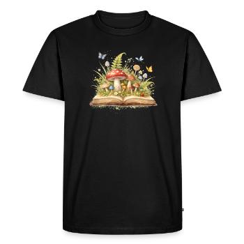 Magic book with forest illustration - Men's Premium Organic T-Shirt - black - Front - Nico (187cm)