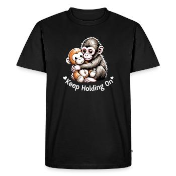 Exemple du câlin de singe Continue de tenir - T-shirt Premium bio Homme - noir - Devant - Nico (187cm)