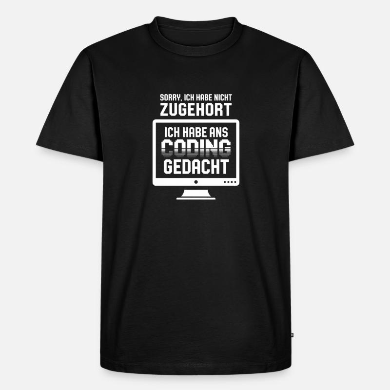 Coding-Gedanke statt Zuhören - Männer Premium Bio T-Shirt - Schwarz