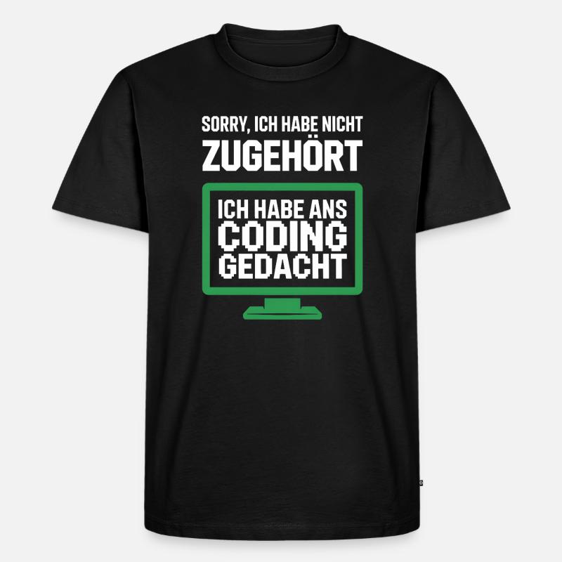 Coding Gedacht Bildschirm Spruch - Männer Premium Bio T-Shirt - Schwarz