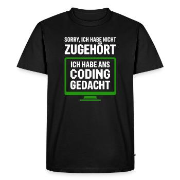 Sorry, didn't listen to coding thought - Men's Premium Organic T-Shirt - black - Front - Nico (187cm)
