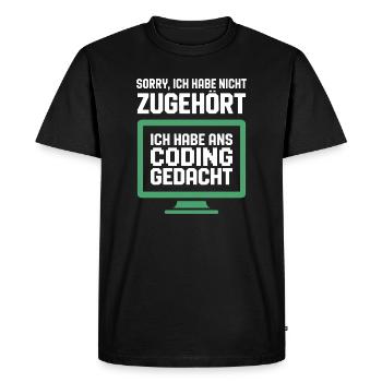 Pensée de codage à l’écran - T-shirt Premium bio Homme - noir - Devant - Nico (187cm)