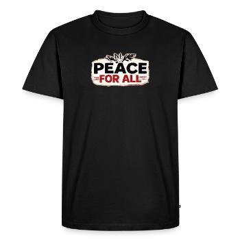 War No More – Sticker Peace & Humanity  - T-shirt Premium bio Homme - noir - Devant - Nico (187cm)