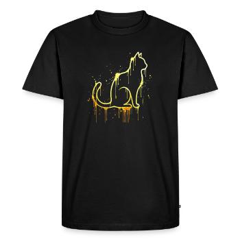 Look doré silhouette de chat – Élégant chat - T-shirt Premium bio Homme - noir - Devant - Nico (187cm)