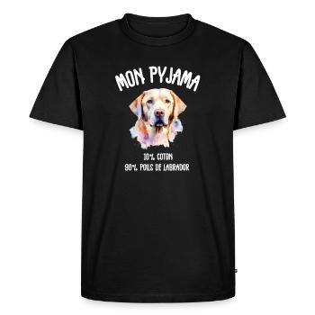 Labrador Dog Pajamas Humor - Men's Premium Organic T-Shirt - black - Front - Nico (187cm)