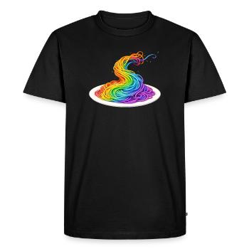 Illustration de spaghettis arc-en-ciel - T-shirt Premium bio Homme - noir - Devant - Nico (187cm)